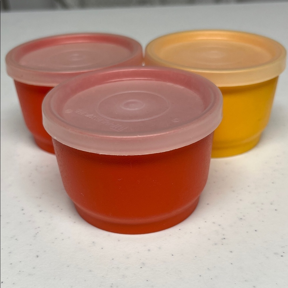 Vintage Tupperware Set of Three Colorful Snack cups